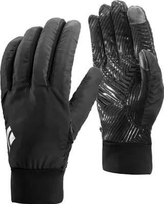 Schwarze Handschuhe "Mont Blanc" von Black Diamond mit strukturiertem Innenfutter und elastischem Bündchen.