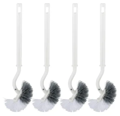 Produktbild von WC-Bürste mit Randreiniger 4er Set Langer Stiel Gebogen