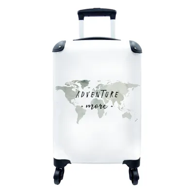 Produktbild von MuchoWow® Koffer Handgepäck Trolley Rollkoffer Kleine Reisekoffer mit 4 Rollen - Weltkarte - Reisen - Weiß - Cabin Size < 55x40x23 cm & 55x40x20 cm - Fotokoffer - Kabinenkoffer - Boardgepäck - Reise-Box - Reisekoffer - Reisegepäck - Koffer mit Bild - Trolley für Kinder