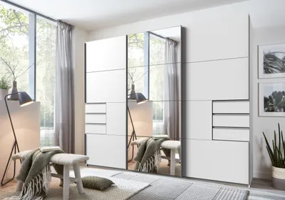 Produktbild von Kleiderschrank Saigon Schwebetüren weiß mit Spiegel 270 cm