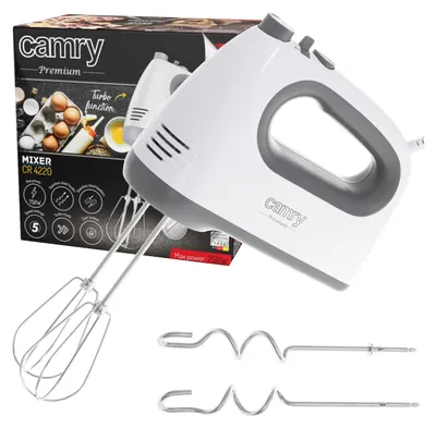 Produktbild von Camry Premium CR 4220W, Handmixer, Grau, Weiß, Schlagen, Kneten, Mixen, 750 W, 220-240 V, 50 - 60 Hz