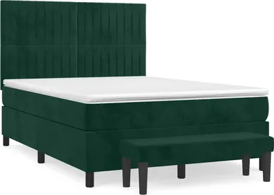 Produktbild von vidaXL Boxspringbett mit Matratze Dunkelgrün 140x200 cm Samt