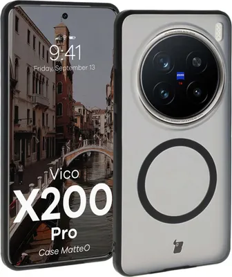 Produktbild von Handyhülle mit Magnetring für Vivo X200 Pro, Bizon Case MatteO, Getönt-Schwarz