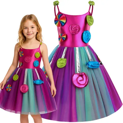 Produktbild von Hopki Kostüm Regenbogen Fee Süßigkeiten Prinzessin Größe 128-134
