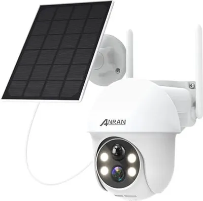 Produktbild von ANRAN 2K HD -Sicherheitskamera Wlan Outdoor -Batterie, 360 ° Drehhaus mit Solarpanel, PIR -Erkennung des Menschen, Farb Nachtsicht,