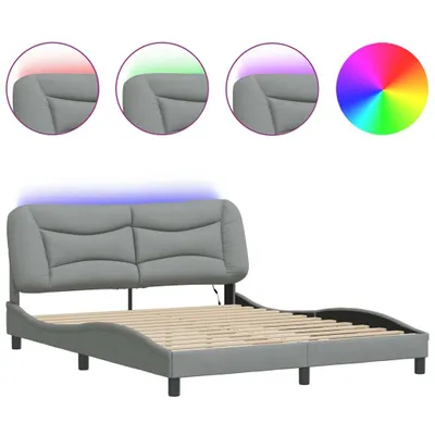 Immagine prodotto di vidaXL Struttura letto con LED senza materasso "Hvar" Tessuto grigio chiaro 160x200 cm