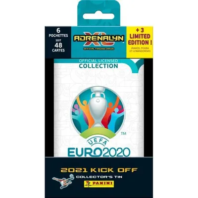 Image de UEFA EURO Football 2020 - Boîte métallique avec 6 pochettes + 3 cartes en édition limitée - Cartes à collectionner - Panini