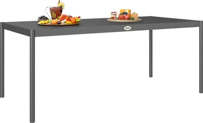 Produktbild von Gartentisch 8 Personen, Aluminium-Lamellenplatte, 186x90x74 cm, Dunkelgrau, wetterfester Stahlrahmen, pflegeleicht