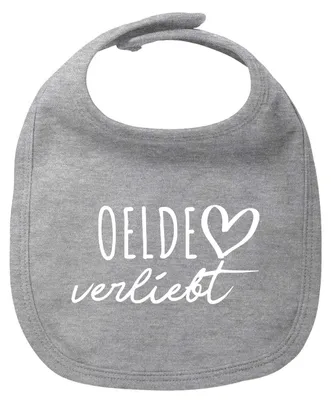 Produktbild von Huuraa Baby Lätzchen Oelde verliebt Heather Grey Klettverschluss Baumwolle Latz Geschenkidee