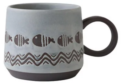 Immagine prodotto di Tazza da caffè, 450 ml, stile vintage e retrò, in Vetroceramica, con decorazione a forma di pesce che saluta