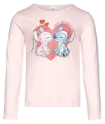 Produktbild von Disney Lilo und Stitch Kinder Mädchen Langarmshirt Shirt 100% Baumwolle - Rosa, 98