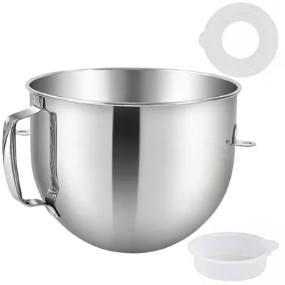 Produktbild von 7-Liter-Rührschüssel, Edelstahl-Rührschüssel mit Silikondeckel, Ersatz für Standmixer