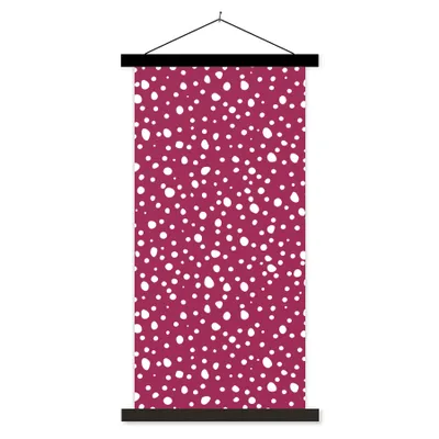 Produktbild von MuchoWow® Textilposter Tupfen - Rot - Weiß 60x120 cm mit schwarzem Rahmen - Magnete