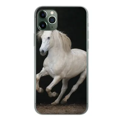Produktbild von MuchoWow® Handyhülle Schutzhülle Hülle für iPhone 11 Pro Max Pferde - Schwarz - Porträt Silikon Softcase Handy Hülle - Schutz