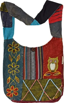 Image de Sac Patchwork Sac à bandoulière Sac à main Sac de transport Sac à bandoulière Motif animal, Chouette