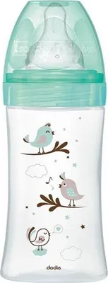 Image de Biberon en Verre Dodie Initiation+ Anti-Coliques, 270ml, 3 Vitesses, +0m, Vert Oiseaux