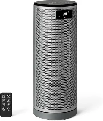 Imagen del producto de Calefactor eléctrico portátil de cerámica, con oscilación de 70°, 1800W, 40 cm, color gris