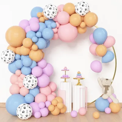 Ballonbogen-Set, 153-tlg., Pastellfarben, 45/30/25/12 cm