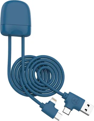 Obrázok produktu pre XOOPAR, 4 v 1 Ice-C ekologický USB-A, USB-C /USB-C , Lightning kábel 1 m, modrý