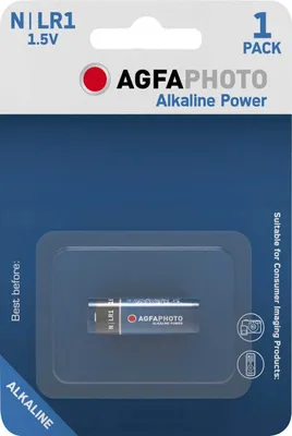 Obrázok produktu pre AgfaPhoto 110-803678, Batéria na jedno použitie, LR1, Alkalický, 1,5 V, 1 kusov, Čierna, Modrá, Červená, Biela