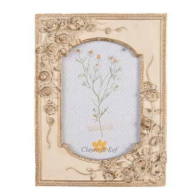 Image de Clayre & Eef Cadre photo 10x15 cm Beige Doré Plastique