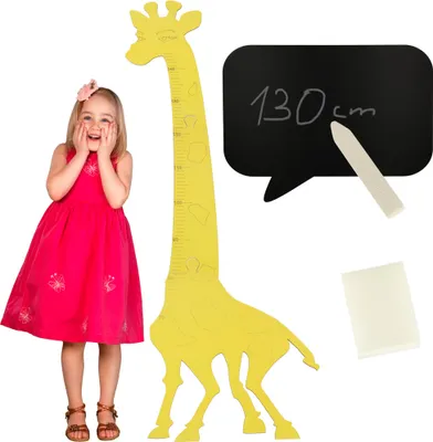 Obrázek produktu pro Dřevěný růst žirafy měří 125 cm žlutá + tabule 32 x 44 cm