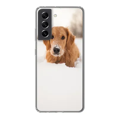 Produktbild von MuchoWow® Handyhülle Schutzhülle Hülle für Samsung Galaxy S21 FE Hund - Schnee - Winter Silikon Softcase Handy Hülle - Mobiltelefonhülle