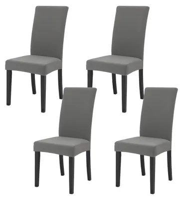Imagen del producto de Juego de 4 fundas elásticas para sillas de comedor, color gris claro