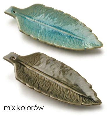 Productafbeelding van Onderzetter voor wierook, bladmotief, 20x8x1,5 cm, mix van kleuren: grijs of turquoise