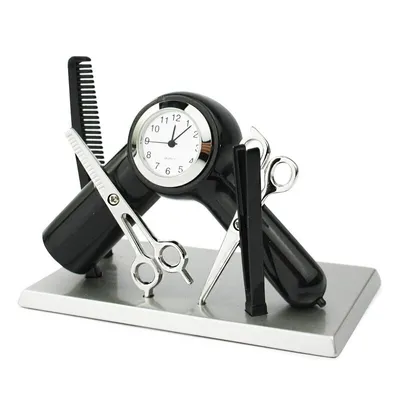 Produktbild von Designer Tischuhr Beauty Set aus Metall Schwarz