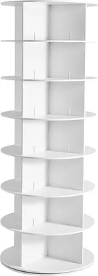 Produktbild von SucceBuy Schuhregal für 28 Paar Schuhe (7 Ebenen) mit 360° Drehfunktion, platzsparende Schuhaufbewahrung für Schlafzimmer, Wohnzimmer und Eingangsbereich, Weiß 598 x 598 x 1620 mm
