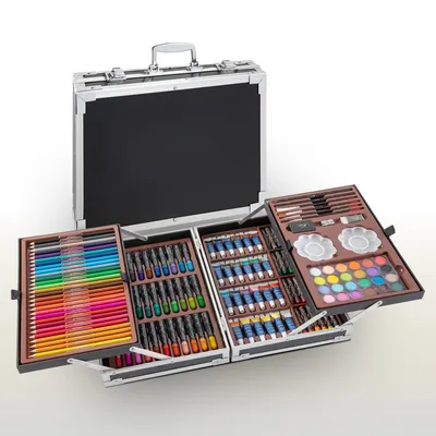 Obrázok produktu pre Nassau Fine Art Painting Set 145-dielny kufrík - v kovovom úložnom boxe - farebné ceruzky - akrylové farby - ceruzky - vodové farby