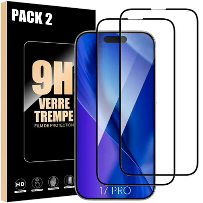 Image de Pack-2 Verre Trempé Intégral pour iPhone 17 Pro - Protection Antichoc Anti-Rayures avec Bord Noir