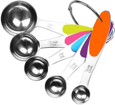 Image de Lot de 5 cuillères doseuses empilables en acier