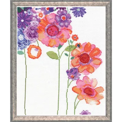 Produktbild von Design Works Kreuzstich Stickpackung "Aquarellgarten", Zählmuster, 28x36cm