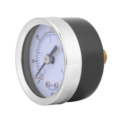 Obrázek produktu pro Manometr s připojením 1/8 palce NPT pro vodu, vzduch a olej (0–60 psi / 0–4 bar).