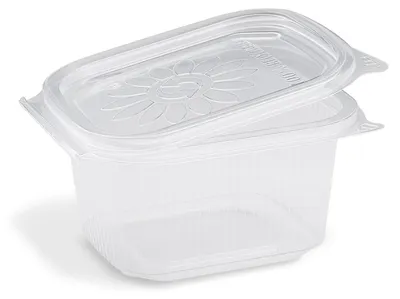 Produktbild von 50x Feinkostbecher mit fixem Deckel Ripboxx Tiny klar PP 127x108x63mm 375ml
