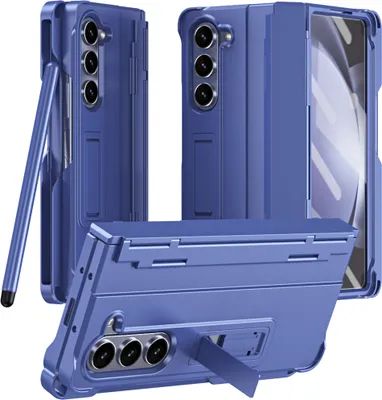Produktbild von Handyhülle für Samsung Galaxy Z Fold 5 mit Pen, Scharnierschutz Hart Robuste Stoßfest Hülle mit Displayschutzfolie Blau