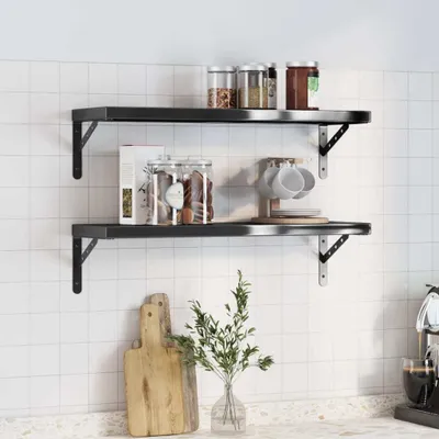 Immagine prodotto di Maison Exclusive - Mensole da parete, 2 pezzi, 75x23,5 cm, nero e acciaio inossidabile