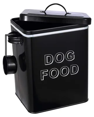 Metallener Hundefutter-Vorratsbehälter 6,5 L mit Schaufel, schwarz