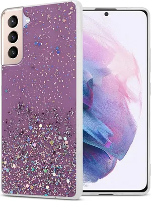 Immagine prodotto di Cadorabo custodia per Samsung Galaxy S21 PLUS custodia protettiva in viola custodia del telefono cellulare TPU custodia glitter cover custodia glitter