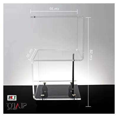 Produktbild von Couchtisch mit drei Ablagen und Rollen, für das Wohnzimmer, multifunktionaler Beistelltisch, modernes Design aus transparentem Acrylglas