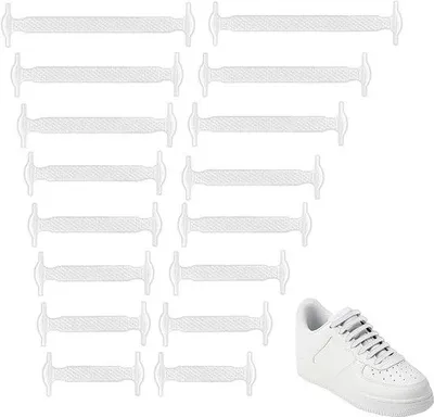 Immagine prodotto di Lacci elastici e impermeabili in silicone per adulti, adatti a scarpe, sneakers e stivali, senza fiocco, bianchi.