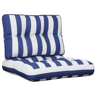 Immagine prodotto di vidaXL Cuscino Pallet 2 pezzi in tessuto a righe bianche e blu