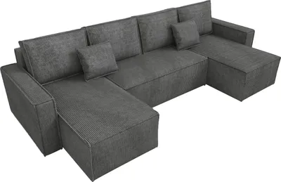 Produktbild von BroMARKT Wohnlandschaft mit Schlaffunktion Dexter U-Form Grau Cord