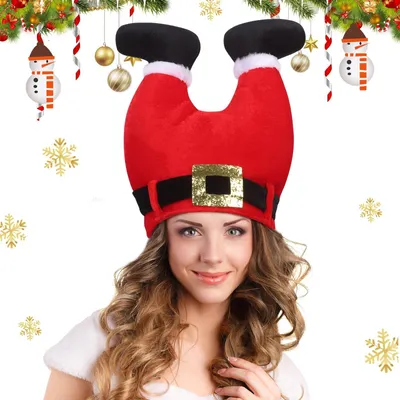 Productafbeelding van Kerstmuts voor volwassenen kerstdecoratie cadeau clownhoed kerstfeest kerstfeest podiumoptredens hoed kerstversiering (rood)