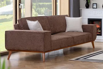 Produktbild von Brauner Textil Dreisitzer Wohnzimmer Stoffsofa  Polster Möbel JVmoebel