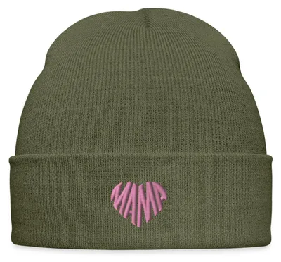 Produktbild von Spreadshirt Stickerei Mama Rosa Bestickte Wintermütze, One size, Olivgrün