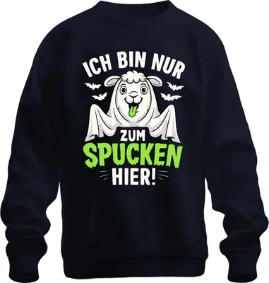 Immagine prodotto di I'm only here to spit Halloween llama saying Trick or treat Maglia felpata unisex, Navy, XXL