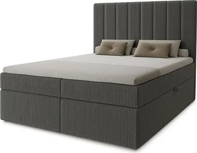 Produktbild von Hotel-Doppelbett 180x200 GRETNA - Dunkelgrau + GRATIS Matratzenauflage